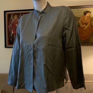 EILEEN FISHER SILK CROPPED JACKET BLAZER  SHIRT BLOUSE